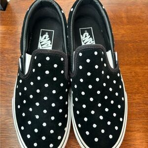 Vans Black and White Polka Dot Slip-On Shoes